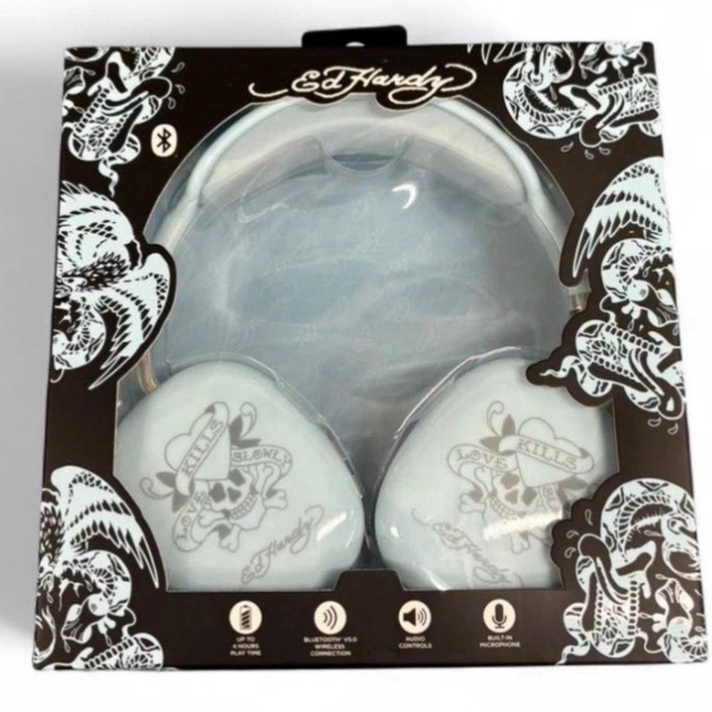 Ed Hardy Blue Wireless Headphones